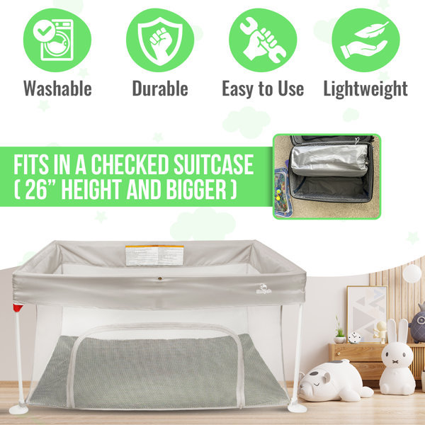 Sleepah Folding Travel Crib with Waterproof Mattress - Portable